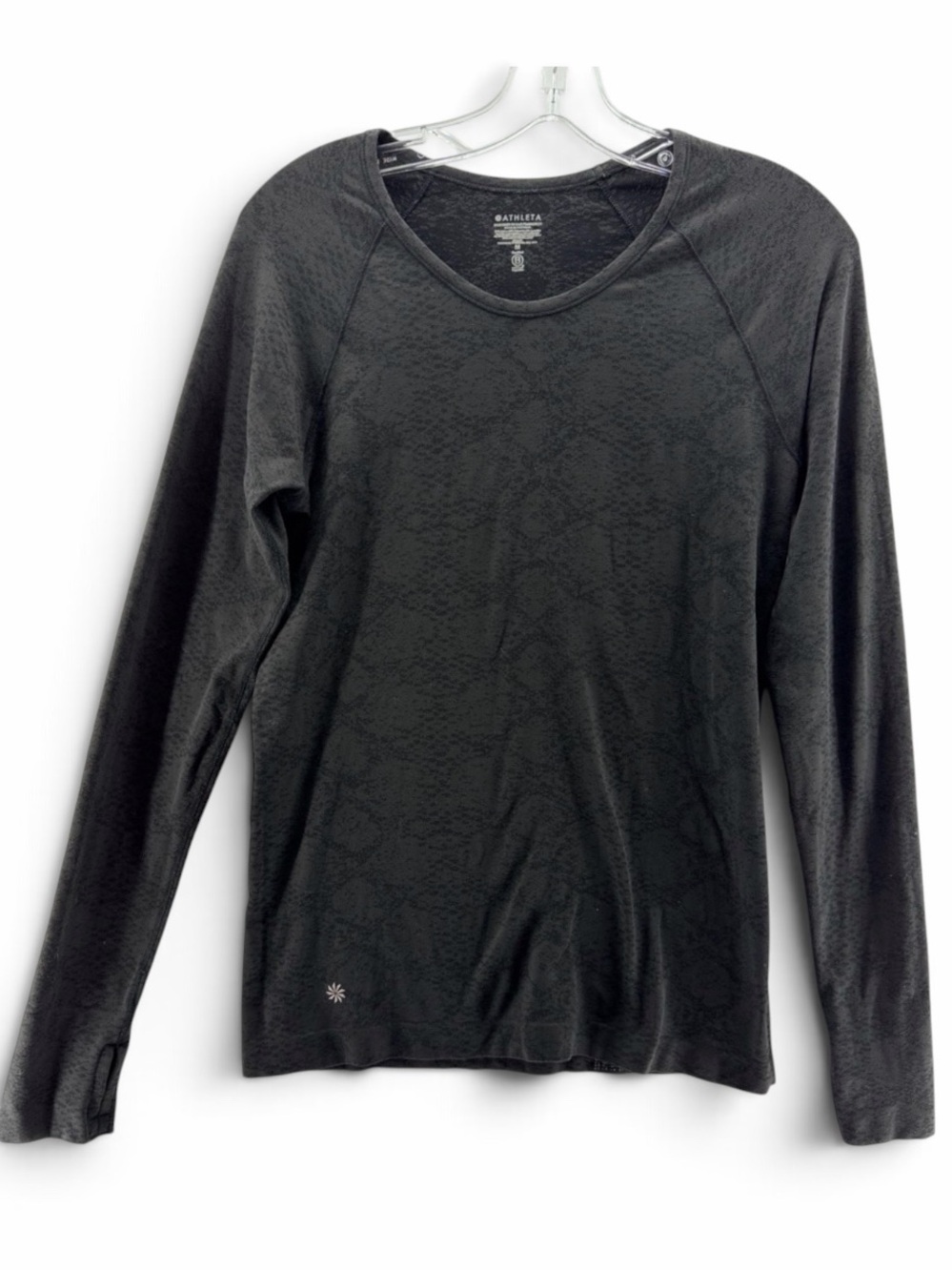 Athleta Black Snake Print In Motion Seamless Long-Sleeve Performance Top Size M
